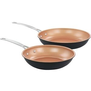 Gibson Home Chestnut 2 Piece Nonstick Carbon Steel Frying Pan Set 8in/ 10in NWT